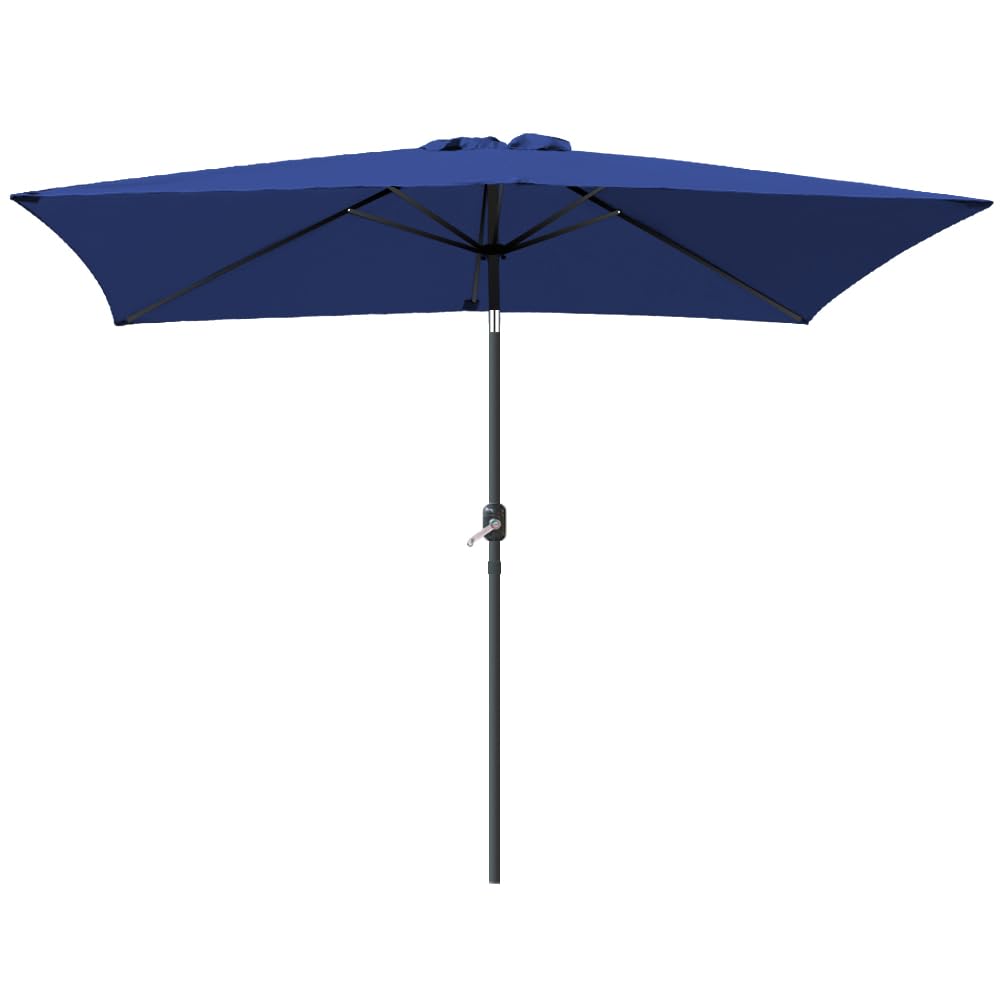 Blümme Blue 2X3m Aluminum Rectangular Parasol Patio Outdoor Sun Shade Umbrella With Tilt Crank
