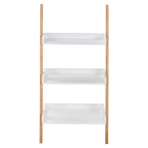 House of Living Art White Ladder Shelf - 3 Tier Bamboo and MDF Shelving