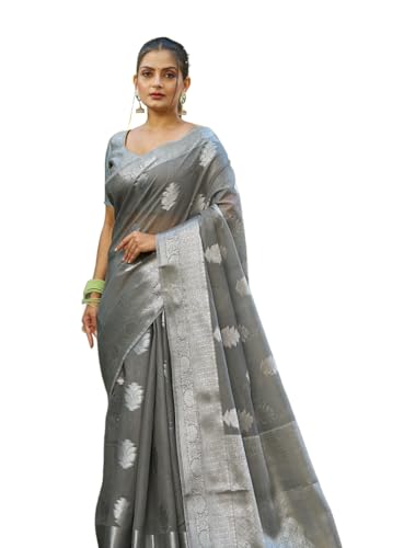 Image of SWORNOF Women's Pure Silk Saree With Blouse Piece