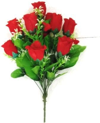 ENDECOR RED Rose Kali Bunch Red Rose Artificial Flower (20 inch, Pack of 12)
