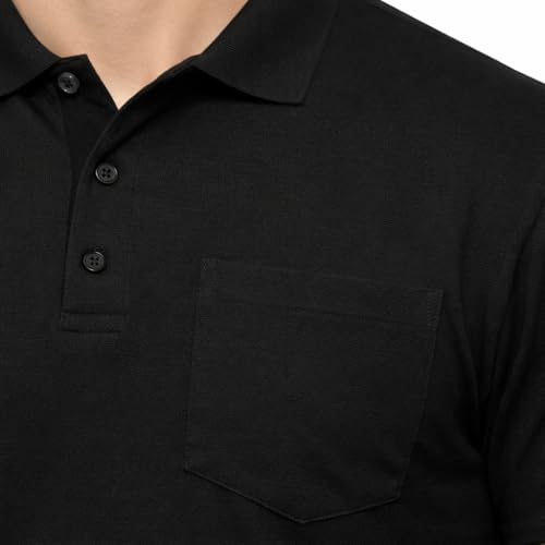 Image of Men's Premium Cotton Pique Polo T-Shirt, Classic Fit Short Sleeve Casual Summer Shirt, Soft & Breathable Fashion Polo