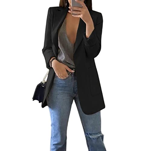 Women's Blazer Casual Bussiness Blazers One Button Open Front Long Sleeve Blazer Jacket Dressy Work Office Blazer