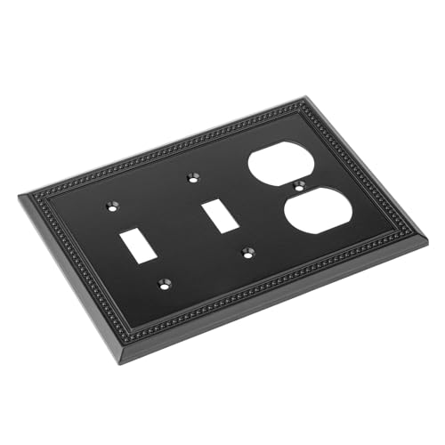 Image of Henne Bery Sunken Pearls Heavy Duty Decorative Wall Plate Switch Plate Outlet Cover (Double Toggle /Single Duplex, Matte Black)