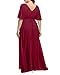 Pinup Fashion Women's Plus Size Long Dress Burgundy Bridesmaid Formal Wedding Guest Chiffon Evening Gowns Floor Length Dresses