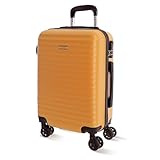 DON ALGODON - Maletas de Viaje Cabina - Maleta 55x40x20 - Maletas de Viaje - Maleta de Cabina Resistente Ryannair - Trolley Equipaje para Avion con 4 Ruedas de 360º y candado (Amarillo)