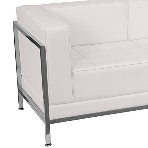 Flash Furniture Hercules Imagination Series Contemporary White Leathersoft Sofa With Encasing Frame #TOP3