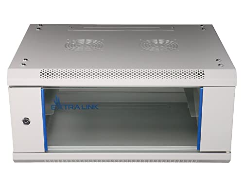Extralink Netzwerk-Schrank Wandmontage selbstmontierender Rahmen abnehmbare Seitenwände für Switches UPS Server Netzwerkausrüstung Schwarz Cover
