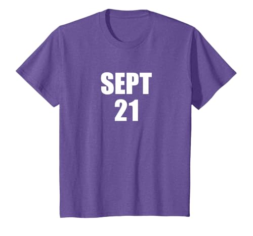 Sept 21 September 21st Date T-Shirt T-Shirt, Youth, Purple Heather, Small