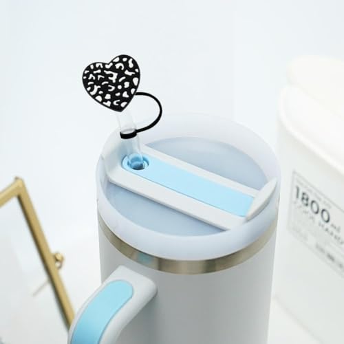 5Pcs Colorful Straw Cover for Stanley 40oz & 30oz Tumbler, Heart Covers Straws Topper, Heart Design Silicon Straw Cap Tips Lids Cute Protector Straws Decorations