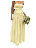 Verdusa Women's Drop Waist Wedding Guest Dress Ruched Strapless Backless A Line Maxi...