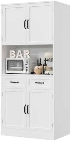 HOSTACK 71" Tall Kitchen Pantry Storage Cabinet, Wood Kitchen Hut...