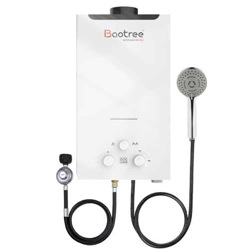 Tankless Water Heater Propane, 4.76 GPM RV Water Heater with Digital Display,18L Portable Instant Hot Gas Water Heater with Overheating Protection for Indoor and Camping,115,425 BTU