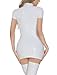 Women's Shiny Latex Leather Dresses Short Sleeves Zipper Teddy Bodycon Wet Look Mini Dress Club Night Out - White - XS