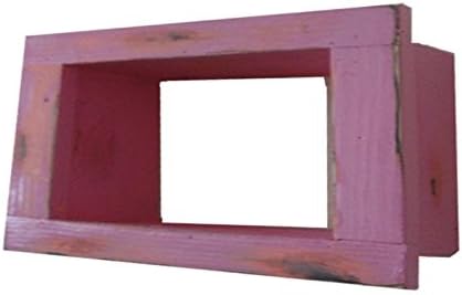 Wood/Wooden Shadow Box Display - 9" x 6" - Hot Pink - Decorative Reclaimed Distressed Vintage Appeal