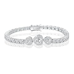 18CM-Heart Tennis Bracelet-White Gold