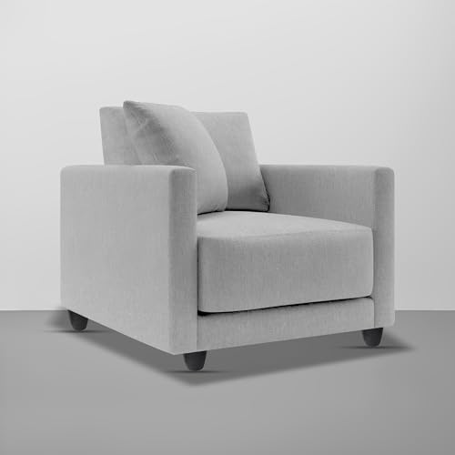 Image of Casaliving Dominic 1 Seater Sofa Set for Living Room (Grey Fabric) Premium Fabric Sofa