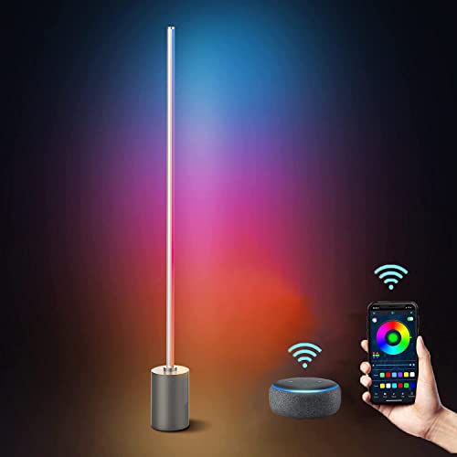 USMEI LED Stehlampe Dimmbar,RGBIC Stehleuchte Kompatibel mit Alexa & Google Home,Fernbedienung,APP Steuerung,Ecklampe Farbwechsel Lichtsaeule Musikmodi,Eck Standleuchte für Wohnzimmer,Schlafzimmer Cover