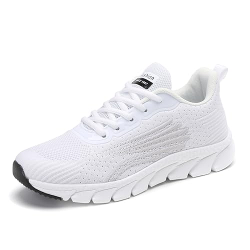 Sneakers for Women Running Shoes New Air Mesh Woven Breathable Road Running Shoe Sports Woman Casual Shoes Soft Sole Outdoor Sneakers Tennis Shoes Leisure Hiking Footwear Lady Girl Shoe Black White
