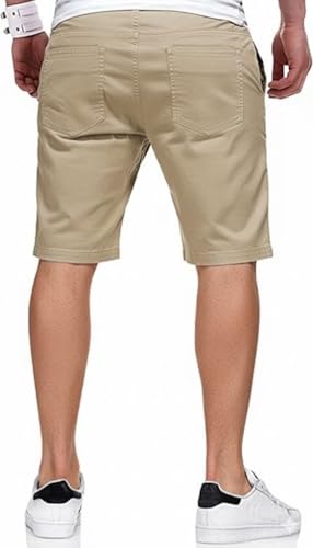 Image of Men's Cotton Casual Shorts |Knee Length Regular Fit Half Pant for Men| Elastic Waist with Drawstring | Regular Fit Shorts | Bermuda Shorts for Men | Lightweight Perfect for Workout, Beach & Summer