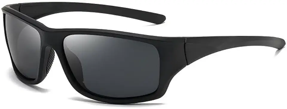 Óculos de sol esportivos masculinos, lentes polarizadas, proteção UV400, armação preta, específicos para pesca