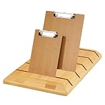 PH PandaHall Wooden Clipboard Holder, 9.4x5.5 inch Menu Holder Tabletop Display Stands Memo Board Holder Desktop Display Stand Document Holder for Classroom Office Store (Holds 5 Clipboards)