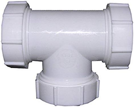 LASCO 03-4277 White Plastic Tubular 1-1/2-Inch Slip Joint Tee with Nuts and Washers