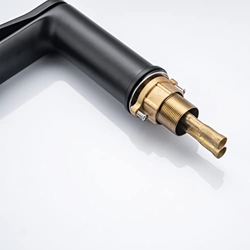 Matter Black Bathroom Faucet Single Hole, Single Handle Bathroom Bathroom Faucets For Sink 1 Hole, Modern Black Vanity Faucet. 6 Inch Bathroom Sink Faucet, Brass Hot And Cold Mixer Taps #TOP4