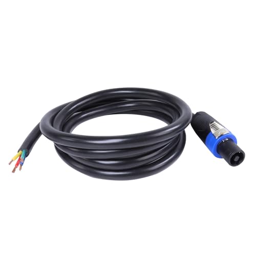 Image of HBU 1-Pack 4 Wire Speakon to Bare Cable - 12 Feet, 4 Conductors, Road Tour | 12 Gauge Speak-On to 4-Wire Cables, NL4FX 4 Conductors Wires, Twist Lock, PA Systems, Chuchero, Tweeters, Mids, NL4 Wiring