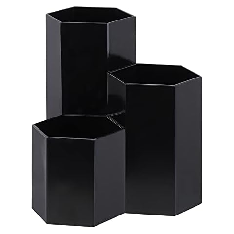 LoveBB Makeup Brush Holder Organizer, 3 Slot Plastic Cosmetics Brushes Pen Storage Solution, Black Cover