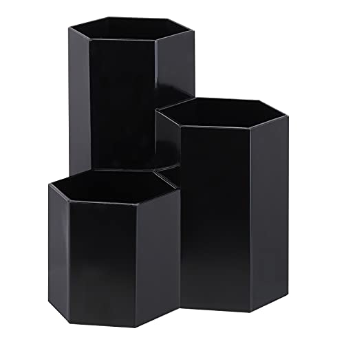 LoveBB Makeup Brush Holder Organizer, 3 Slot Plastic Cosmetics Brushes Pen Storage Solution, Black