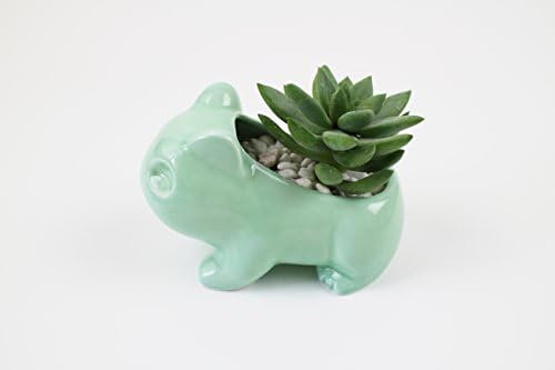 Pin Si Jia Green Ceramic Flowerpot Glazed Pottery Succulent Pot Cute Planter Flower Pot with Hole