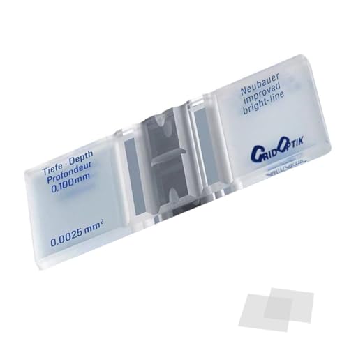 Improved Neubauer Hemocytometer,Cell Counting Chamber with Bright Line and 2 pcs Cover Glass