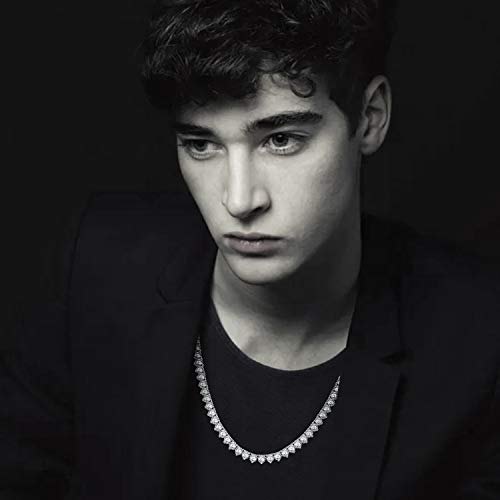 MDFUN Tennis Chain Necklace for Women and Girls 18k White Gold Plated Round Cubic Zirconia Cut Necklaces 24inch 4mm CZ - Image 4