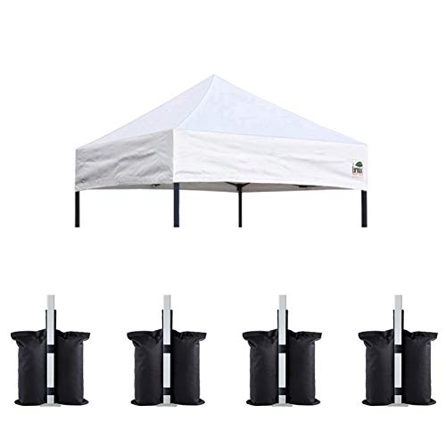 Image of Eurmax USA 5x5 Pop Up Canopy Replacement Top,Universal Instant Canopy Cover ONLY,Heavy Duty UPF 50+ UV Protection,Water & Wind Resistant Tarp,30+ Colors Available,Bonus 4 Sand Bags (White)