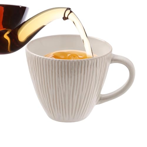 Générique Tasse à thé en céramique avec grande anse - 340 ml pour cappuccino, latte, soupe | Passe au lave-vaisselle, élégante et robuste, idéale pour la maison ou le bureau