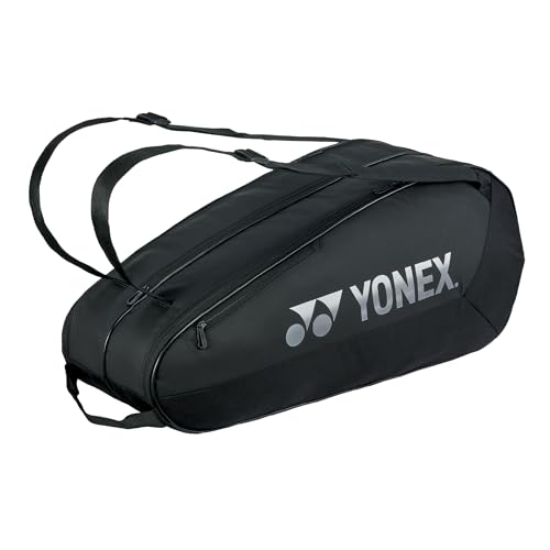 YONEX Team Racquet Bag with YKK Zippers & Multiple Storage Compartments - Durable Lightweight Tennis Bag for Up to 6 Racquets Black