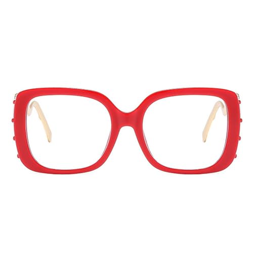 AOOLIA Lunettes de Vue Carrées, Lunettes Anti-Lumière Bleue Verres Transparents, Monture Mode Moderne pour Femme, Homme (Rouge)