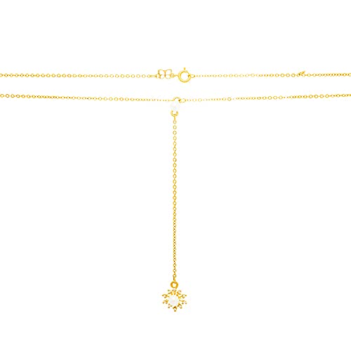Colar Rommanel Banhado Ouro Gravatinha Pérolas E Sol Com Zircônias 531962
