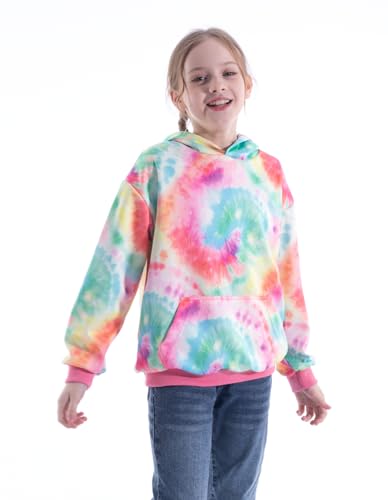 Image of WELAKEN Girls and Toddlers' Pullover Hoodie Sweatshirt,Tie-Dye Print,8Y