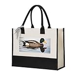 JBYJBX Bolsa de lona con estampado de pato doméstico, regalo para mujer, ecológica, para oficina, compras, playa, viajes