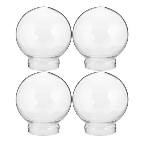 DECHOUS 4Pcs Glass Snow Globe Replacement 80mm for DIY Crafts - Clear Empty Fillable Water Globe Glass Dome for Winter Crafts Home Decoration