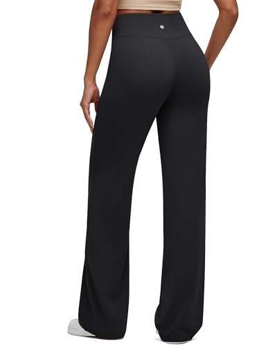 G4Free Womens Wide Leg Trousers with Zipper Pockets Comfy High Waist Yoga Casual Breathable Stretchy Pants(Black XL 29)
