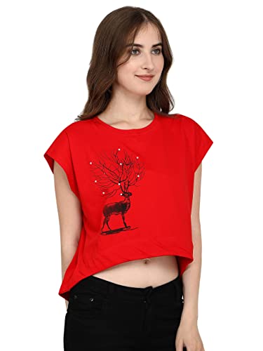 Image of Leriya Fashion Women's Haran Print Lycra with Animal Print Design on Half-Sleeve Regular Fit Office wear,Casual wear Top