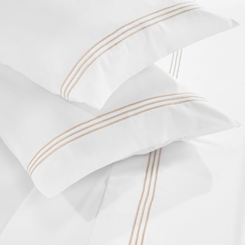 Housse de couette coton brodé lit double housse douce et 2 taies
