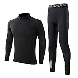 [Sillictor] スポーツインナー 上下セット キッズ ハイネック コンプレッションウェア スポーツ アンダーシャツ + タイツ [通気速乾・UVカット] ジュニア 野球 サッカー スキー トレーニング インナーウェア yc3830+3339blk-blk-150