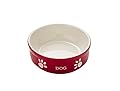 Nobby Dog Ceramic Bowl Dog, 13.5 x 13.5 x 5 cm, Red/ Beige
