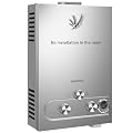 Tankless Water Heater Propane Gas, Outdoor Portable Hot Water Heater Instant Water with Digital Temperature Display For Camping Bath (6L)