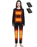 FERNIDA Beheizbare Unterwäsche für Damen mit Akku, Beheizte Thermounterwäsche Set, Elektrische Women Winter Thermal Oberteil und Leggings Hose, 3 Temperaturstufen, M