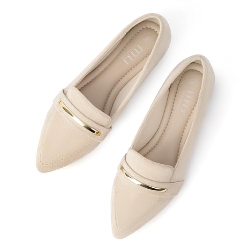 MUSSHOE Flats for Women Comfortable Pointed Toe Dressy Loafers for
