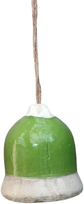 Esschert Design Green Tones Food Bell Assorted Clay / Hemp Rope 10 x 10 x 10.8 cm Bird Feeder Bell